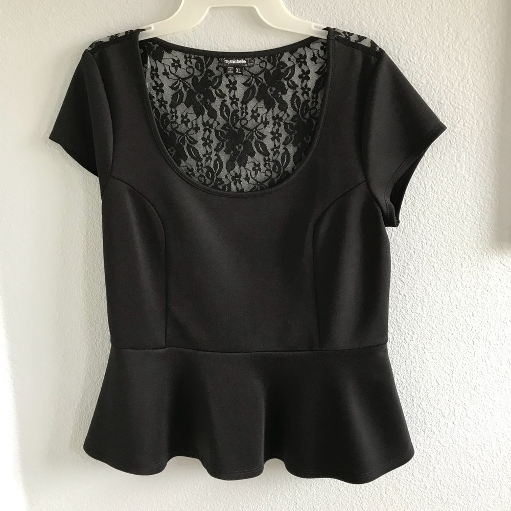 Lace back Peplum Top